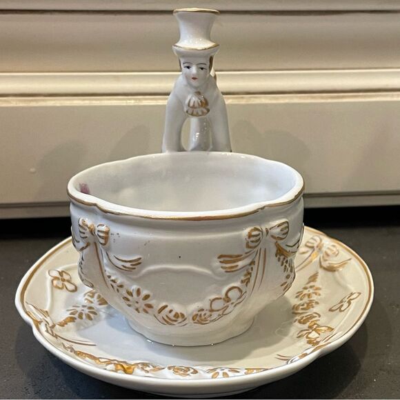 RARE Cup & Saucer Set~ Occupied Japan/ Shofu China Gentleman Handle Figurine - Picture 8 of 13